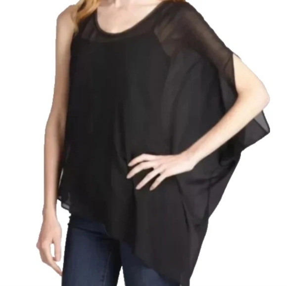Helmut Lang Sheer Asymmetrical Silk Top - Picture 1 of 5